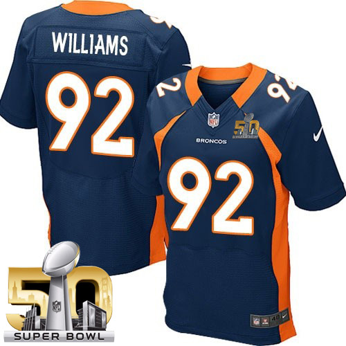 Men's Elite Sylvester Williams Super Bowl L Nike Jersey Navy Blue Alternate - #92 NFL Denver Broncos